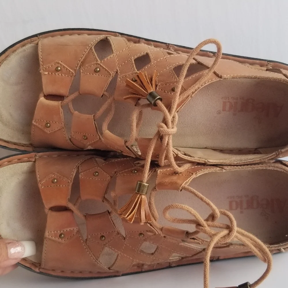 Alegria Valerie Women's Tan Leather Sandals 42 - Picture 6 of 11
